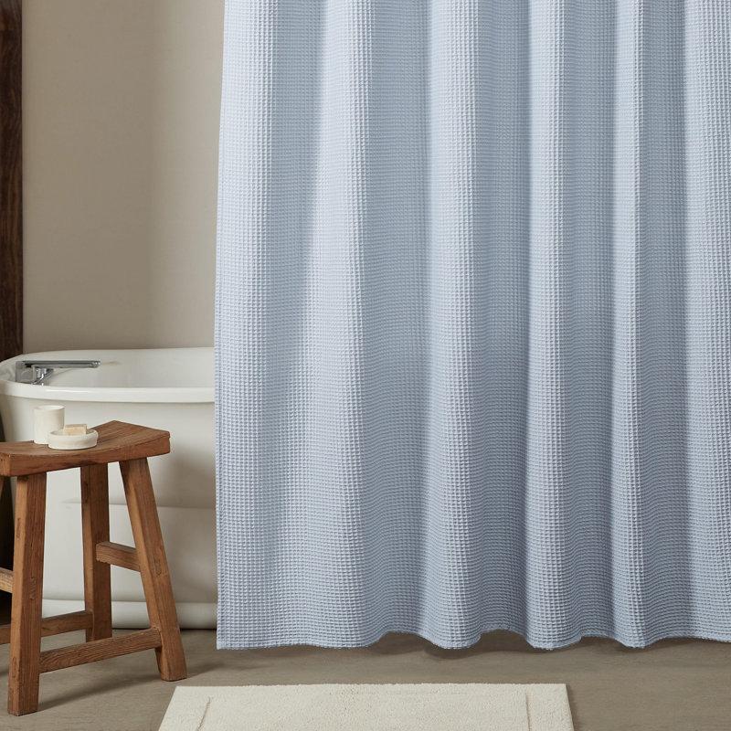 Calvin Klein Waffle Solid Blue Shower Curtain &amp; Reviews | Wayfair